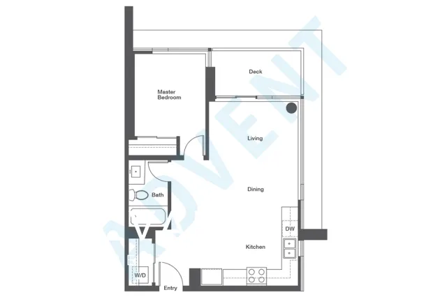 CentreBlock in SFU - 1 Bedroom Apartment For Rent in Burnaby at 1406 - 9393 Tower Road, Burnaby, BC - Floor Plan