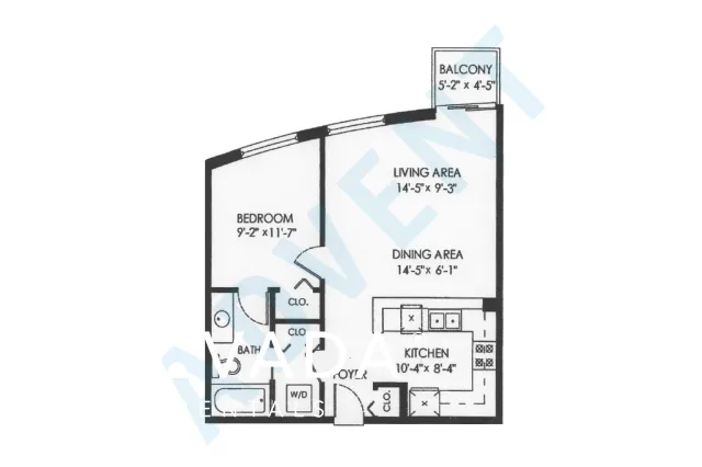 The Jetson in The West End - 1 Bedroom Apartment For Rent in Vancouver at 404 - 1277 Nelson Street, Vancouver, BC - Floor Plan