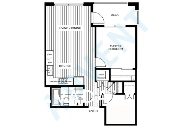 Heywood on The Park in Hamilton - 1 Bedroom Apartment For Rent in North Vancouver at 401 - 1621 Hamilton Avenue North, North Vancouver, BC - Floor Plan