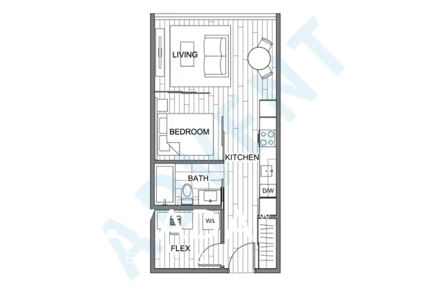 The Residences at West in Olympic Village - 1 Bedroom Apartment For Rent in Vancouver at 624 - 1783 Manitoba Street, Vancouver, BC - Floor Plan