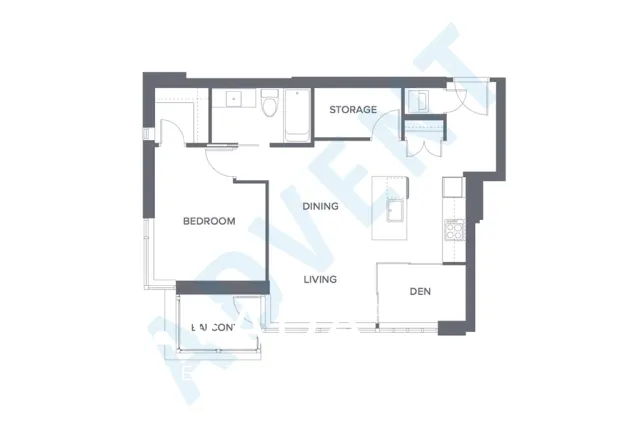 Salt in Downtown - 1 Bedroom Apartment For Rent in Vancouver at 802 - 1308 Hornby Street, Vancouver, BC - Floor Plan