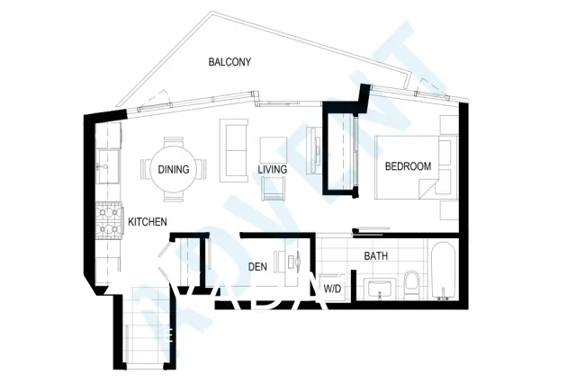 Opsal in Olympic Village - 1 Bedroom Apartment For Rent in Vancouver at 1209 - 1775 Quebec Street, Vancouver, BC, V5T 0E3 - Floor Plan