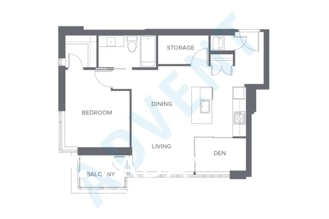 Salt in Downtown - 1 Bedroom Apartment For Rent in Vancouver at 1802 - 1308 Hornby Street, Vancouver, BC - Floor Plan