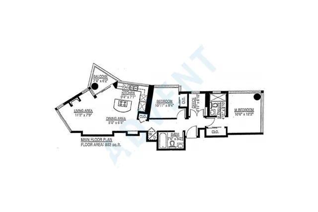 Palladio in Coal Harbour - 2 Bedroom Apartment For Rent in Vancouver at 1401 - 1228 West Hastings Street, Vancouver, BC - Floor Plan