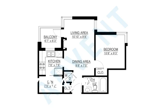 Altadena in Downtown - 1 Bedroom Apartment For Rent in Vancouver at 1007 - 1238 Burrard Street, Vancouver, BC - Floor Plan