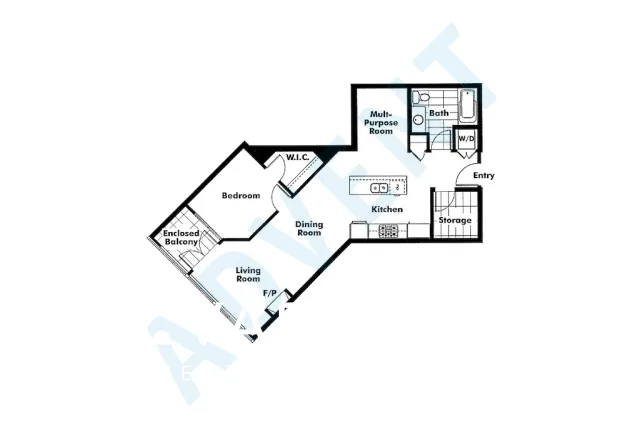 Olive in Fairview - 1 Bedroom Apartment For Rent in Vancouver at 430 - 3228 Tupper Street, Vancouver, BC - Floor Plan