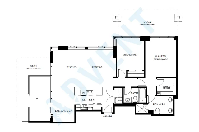 Vantage in Brentwood - 2 Bedroom Apartment For Rent in Burnaby at 3004 - 2077 Rosser Avenue, Burnaby, BC - Floor Plan
