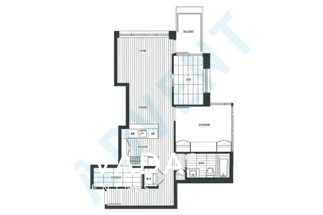 Donovan in Yaletown - 1 Bedroom Apartment For Rent in Vancouver at 805 - 1055 Richards Street, Vancouver, BC - Floor Plan