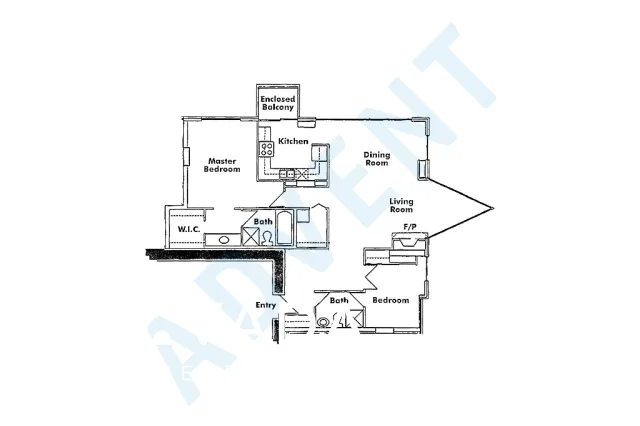 1000 Beach in False Creek North - 2 Bedroom Apartment For Rent in Vancouver at 1201 - 1000 Beach Avenue, Vancouver, BC - Floor Plan