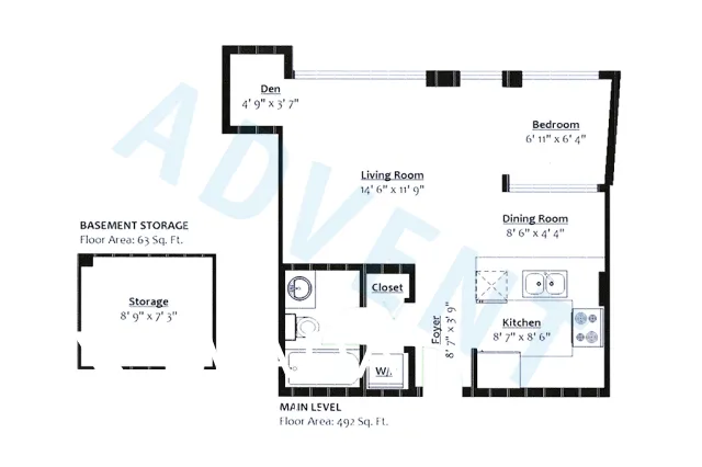 Metropolis in Yaletown - Studio For Rent in Vancouver at 508 - 1238 Richards Street, Vancouver, BC - Floor Plan