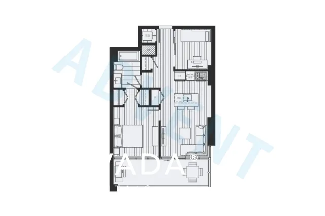Lumina Waterfall in Brentwood - 1 Bedroom Apartment For Rent in Burnaby at 2304 - 2311 Beta Avenue, Burnaby, BC - Floor Plan