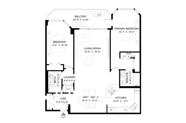 Newport Quay in Southeast False Creek - 2 Bedroom Penthouse For Rent in Vancouver at 1102 - 518 Moberly Road, Vancouver, BC, V5Z 4G3 - Floor Plan