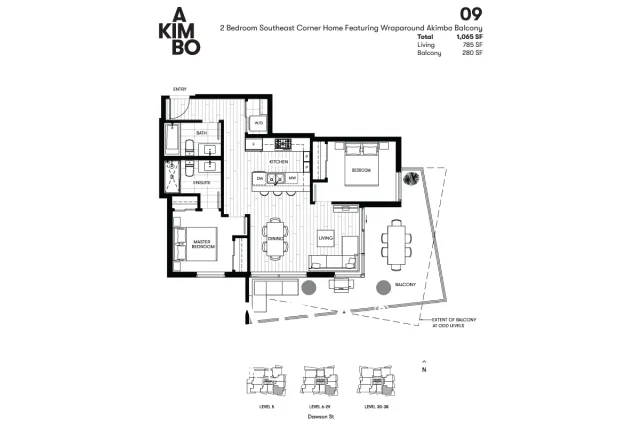 Akimbo in Brentwood - 2 Bedroom Apartment For Rent in Burnaby at 3309 - 2181 Madison Avenue, Burnaby, BC, V5C 0N4 - Floor Plan