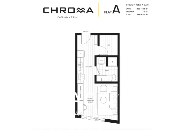 Chroma in South Flats - Modern Pet Friendly Studio Rentals at 1888 Scotia Street, Vancouver, BC, V5T 0L3 - Floor Plan