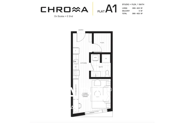 Chroma in South Flats - Modern Pet Friendly Studio Rentals at 1888 Scotia Street, Vancouver, BC, V5T 0L3 - Floor Plan