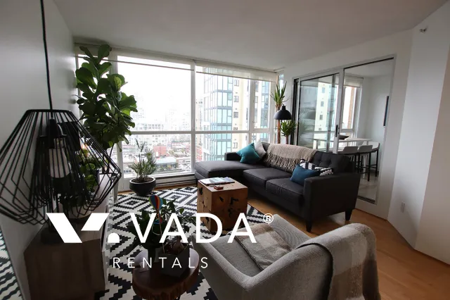 Park Plaza in Yaletown - Furnished 1 Bedroom Apartment For Rent in Vancouver at 1207 - 1188 Richards Street, Vancouver, BC