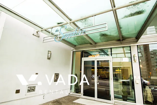 Sapphire in Coal Harbour - Furnished 1 Bedroom Apartment For Rent in Vancouver at 2202 - 1188 West Pender Street, Vancouver, BC