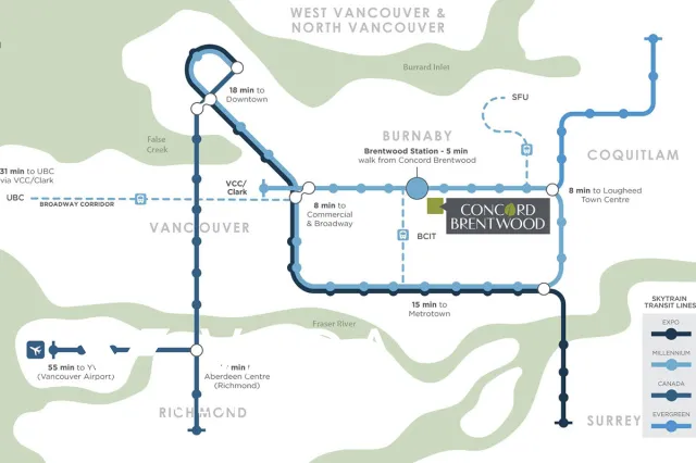 Concord Brentwood Hillside East in Brentwood - 2 Bedroom Apartment For Rent in Burnaby at 708 - 4890 Lougheed Highway, Burnaby, BC