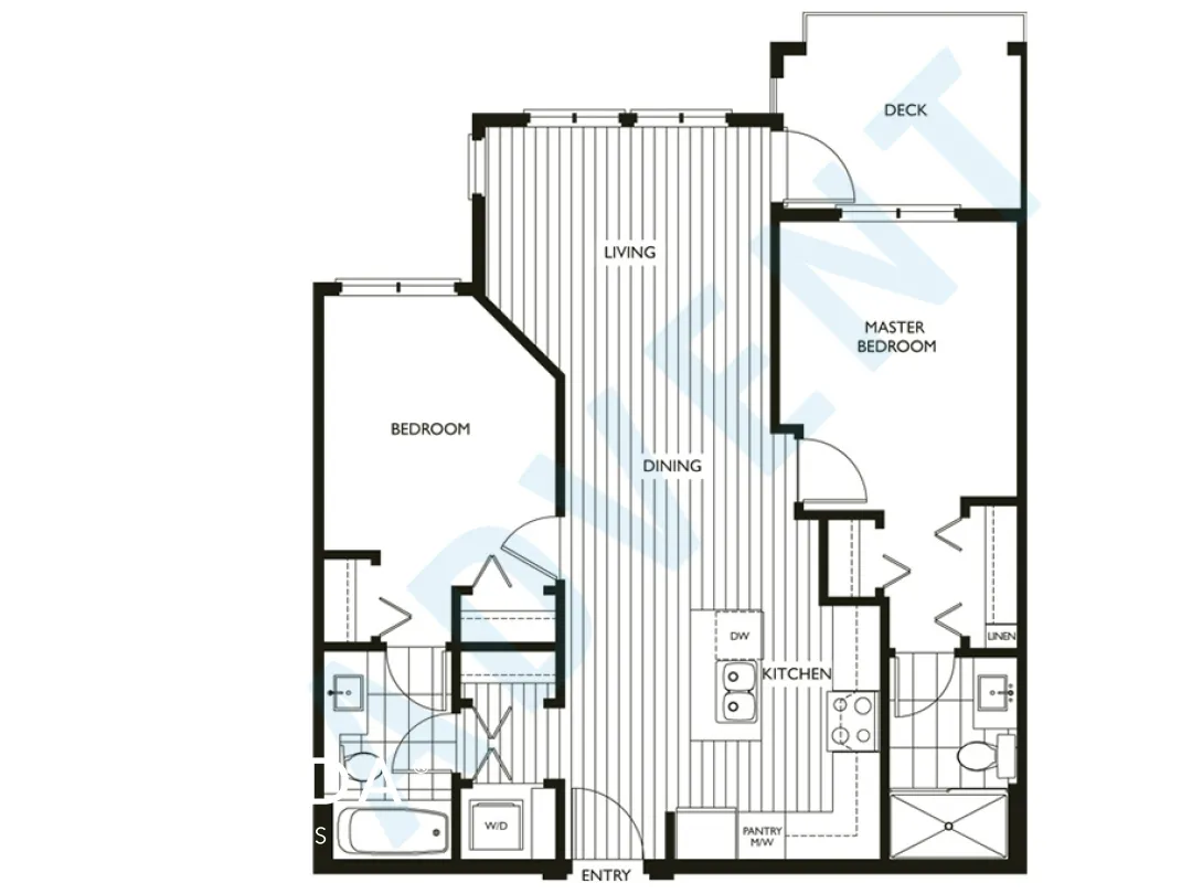 Regan's Walk in Coquitlam West - 2 Bedroom Apartment For Rent in Coquitlam at 107 - 611 Regan Avenue, Coquitlam, BC, V3J 3A3 - Floor Plan
