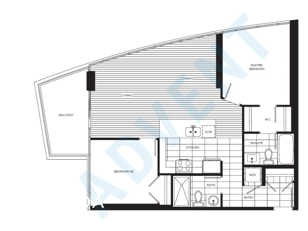 FLO in Brighouse - 2 Bedroom Apartment For Rent in Richmond at 1203 - 7360 Elmbridge Way, Richmond, BC - Floor Plan