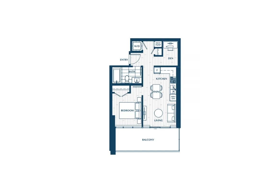 Belvedere in Whalley - 1 Bedroom Apartment For Rent in Surrey at 2610 - 9675 King George Boulevard, Surrey, BC, V3T 0T7 - Floor Plan