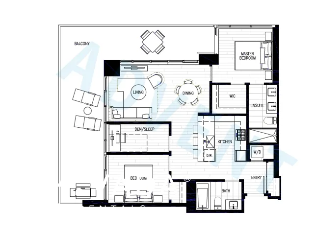 Triomphe in Brentwood - 2 Bedroom Apartment For Rent in Burnaby at 3508 - 1888 Gilmore Avenue, Burnaby, BC - Floor Plan