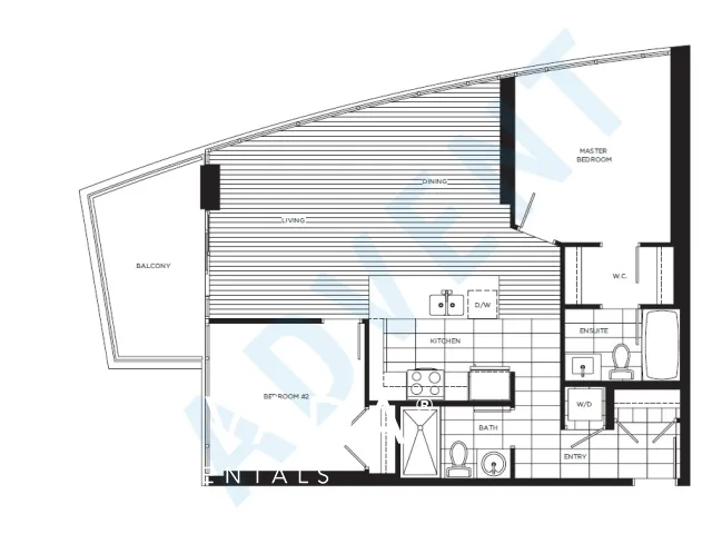 FLO in Brighouse - 2 Bedroom Sub Penthouse For Rent in Richmond at 1703 - 7360 Elmbridge Way, Richmond, BC - Floor Plan