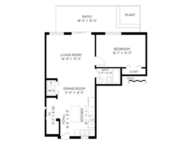 Sefton Springs in Central POCO - 1 Bedroom Apartment For Rent in Port Coquitlam at 106 - 3488 Sefton Street, Port Coquitlam, BC, V3B 3R2 - Floor Plan