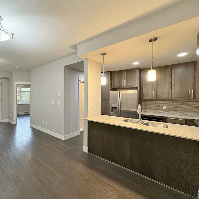 Orchid Riverside in Central POCO - 1 Bedroom Apartment For Rent in Port Coquitlam at 411 - 2495 Wilson Avenue, Port Coquitlam, BC, V3C 0E4